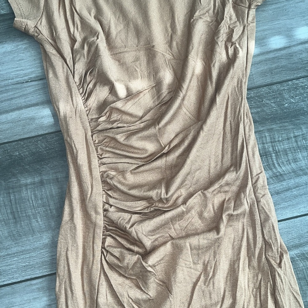 Elegant Tan Midi Dress NWOT - Picture 4 of 5